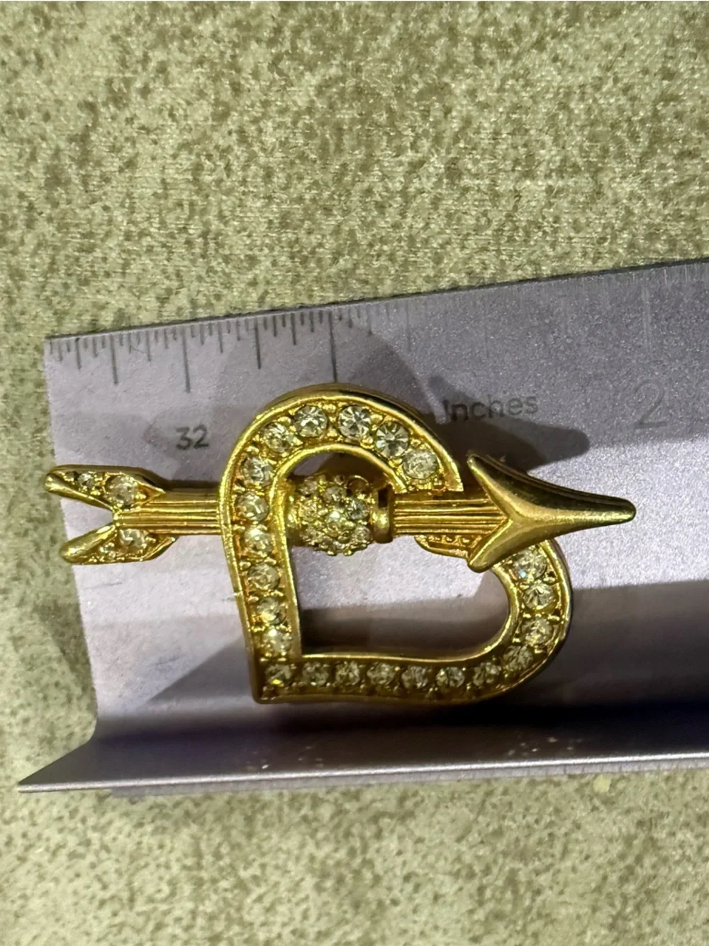 Swarovski Gold Plated Crystal Heart and Arrow Brooch